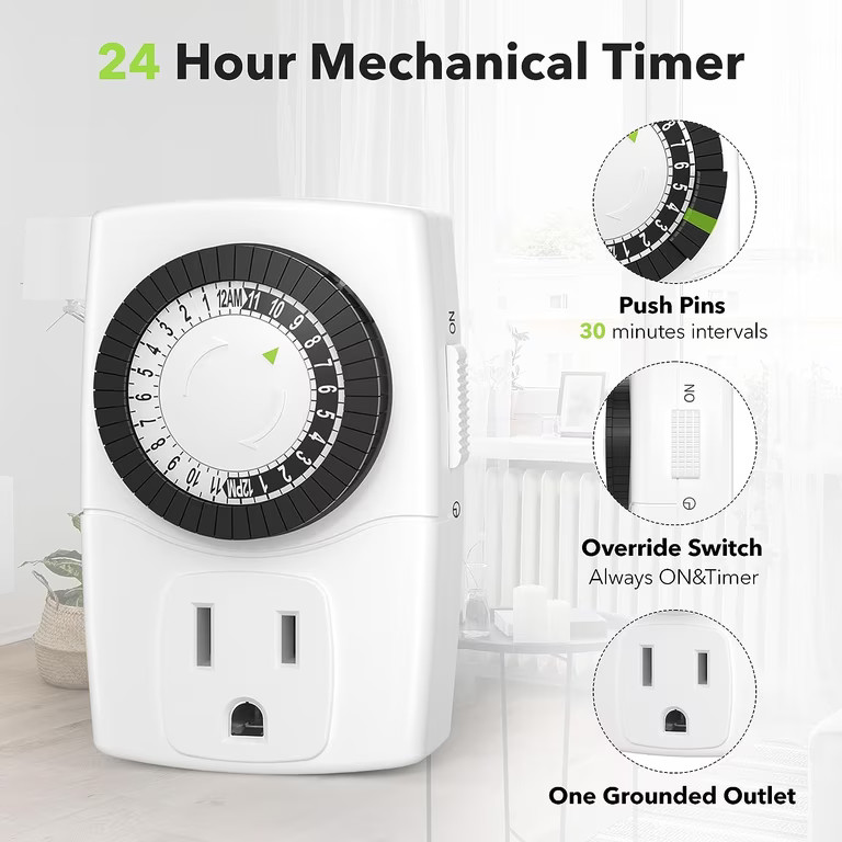 BN-LINK Indoor 24-Hour Mechanical Outlet Timer, 3 Prong, 2-Pack | Walmart (US)
