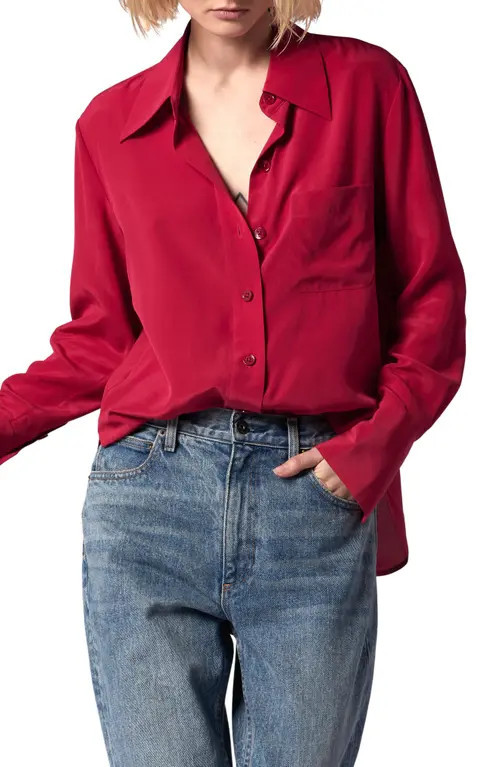 Equipment Quinne Silk Button-Up Shirt in Persian Red at Nordstrom, Size X-Small | Nordstrom