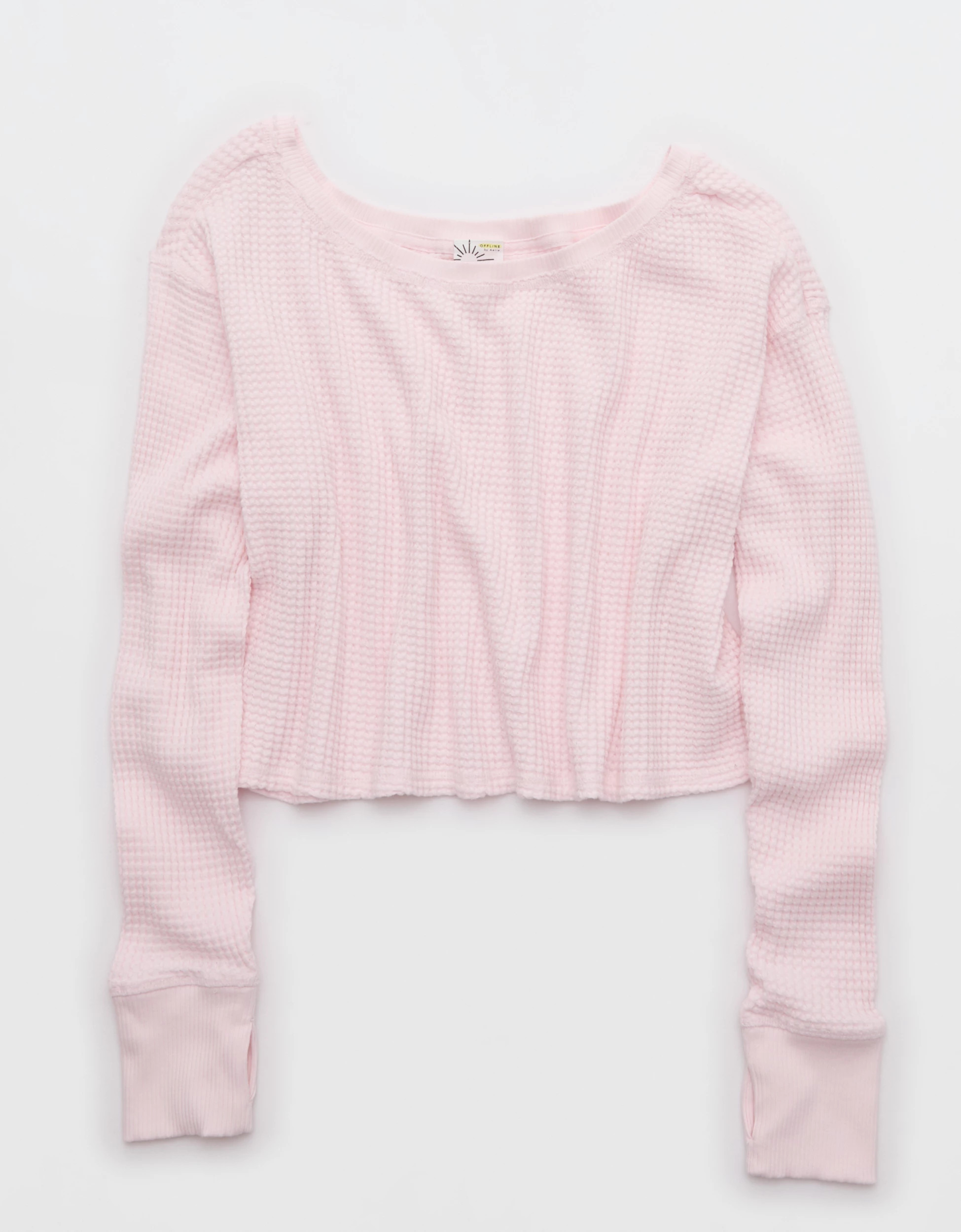 OFFLINE By Aerie Wow! Waffle Long Sleeve Off The Shoulder T-Shirt | Aerie