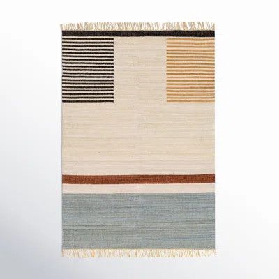 Avenue Southwestern Handwoven Cotton Cream/Black Area Rug | Wayfair North America