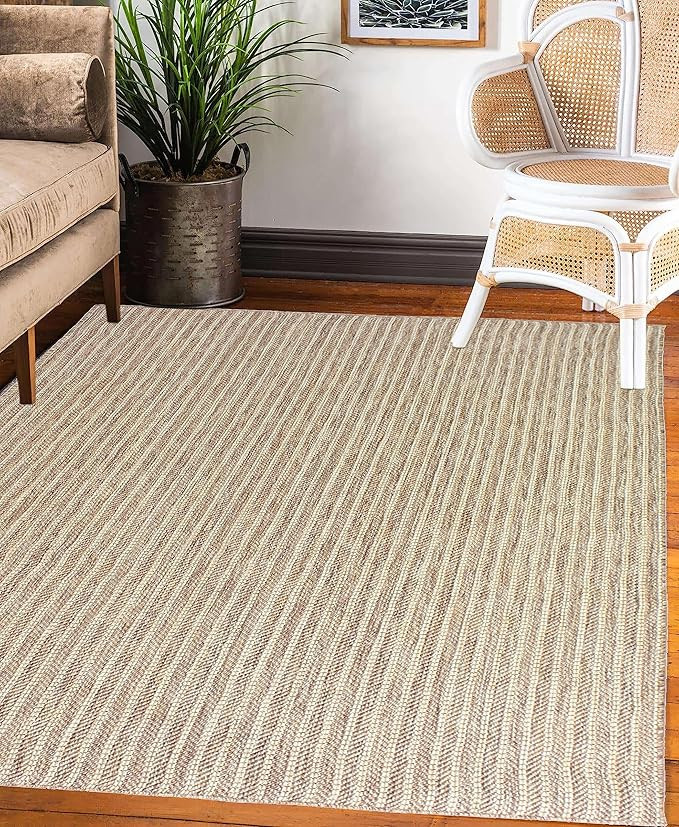 HOMEGNOME Indoor Outdoor Striped Rug (5'3"x7'6", Neutral) | Amazon (US)