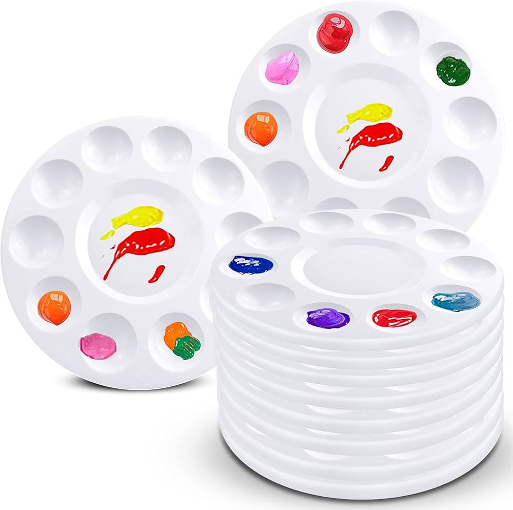 Hulameda 10pcs Paint Tray Palettes,Plastic Round Pallet for Kids or Pupils to Painting, DIY Craft... | Amazon (US)