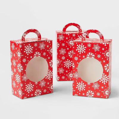 6ct Snowflake Print Treat Box with Window Red - Wondershop™ | Target
