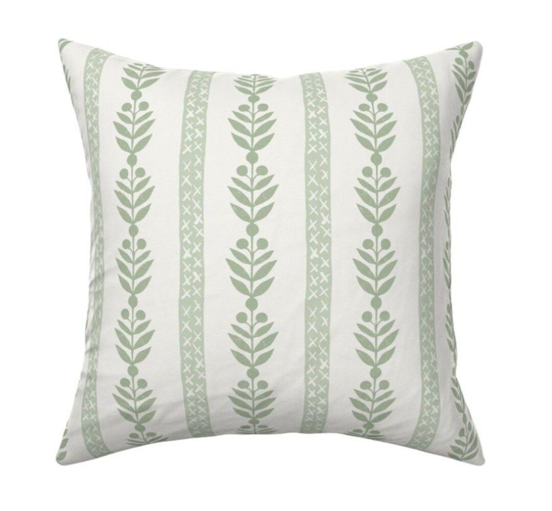 Danika Herrick Georgiana Quiet Green Pillow Cover Cream Green - Etsy | Etsy (US)