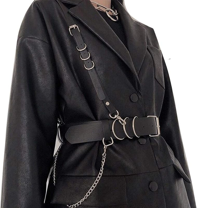 Fashion Harness Waist Body Belt Punk Chest Belt with Chains for Women Girls Ladies | Amazon (US)