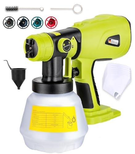 GRVODFRTA Cordless Paint Sprayer Compatible with Ryobi One 18V Battery 1000ml Capacity HVLP Spray Paint Gun 3 Patterns and 4 Nozzles for Wall Fence Furniture House Painting(Battery Not Included) | Amazon (US)