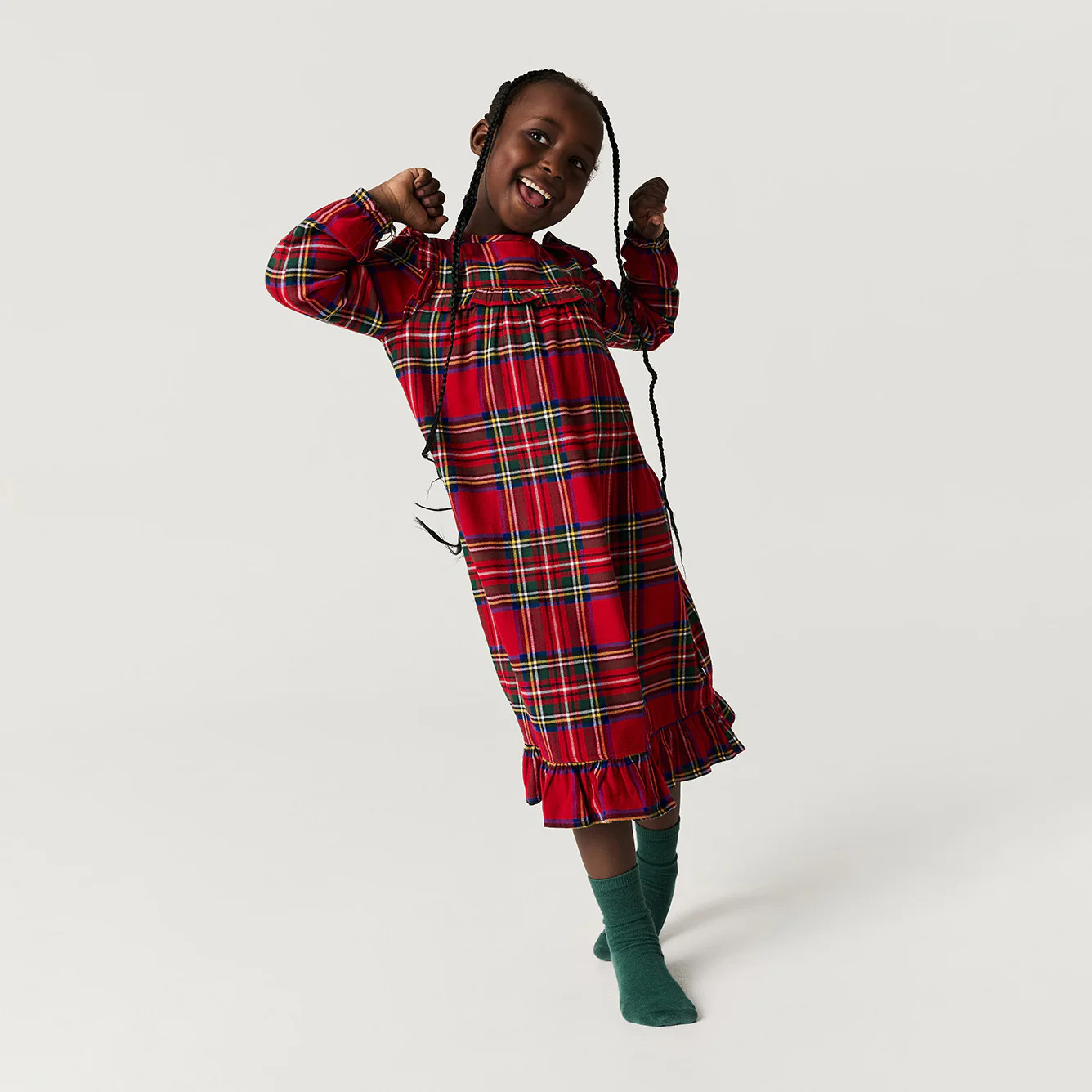 Plaid Red Flannelette Nightgown | Red Tartan Plaid | Posh Peanut