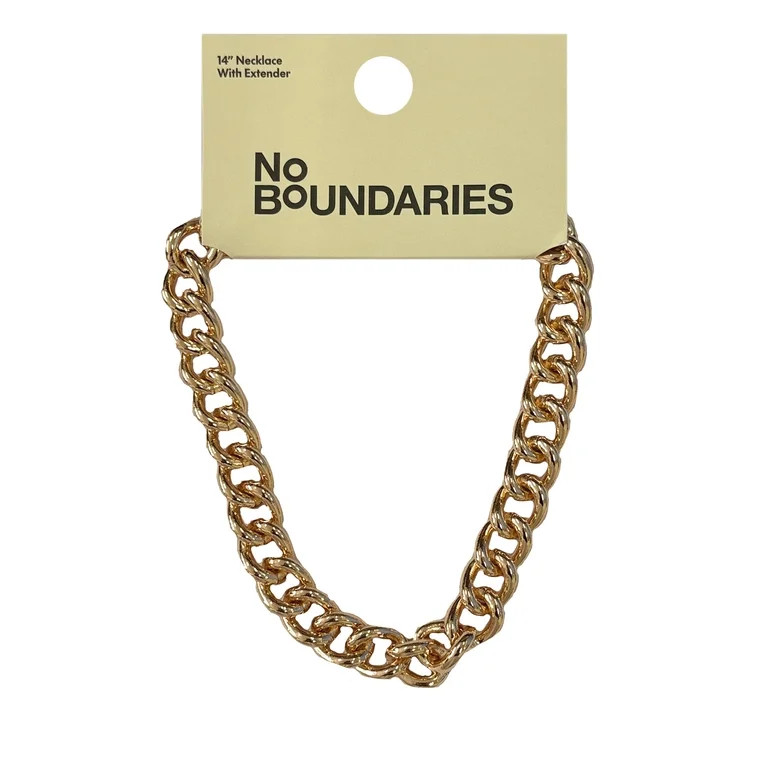 No Boundaries Gold Plated Chunky Metal Heart Necklace for Female Adults and Teens | Walmart (US)