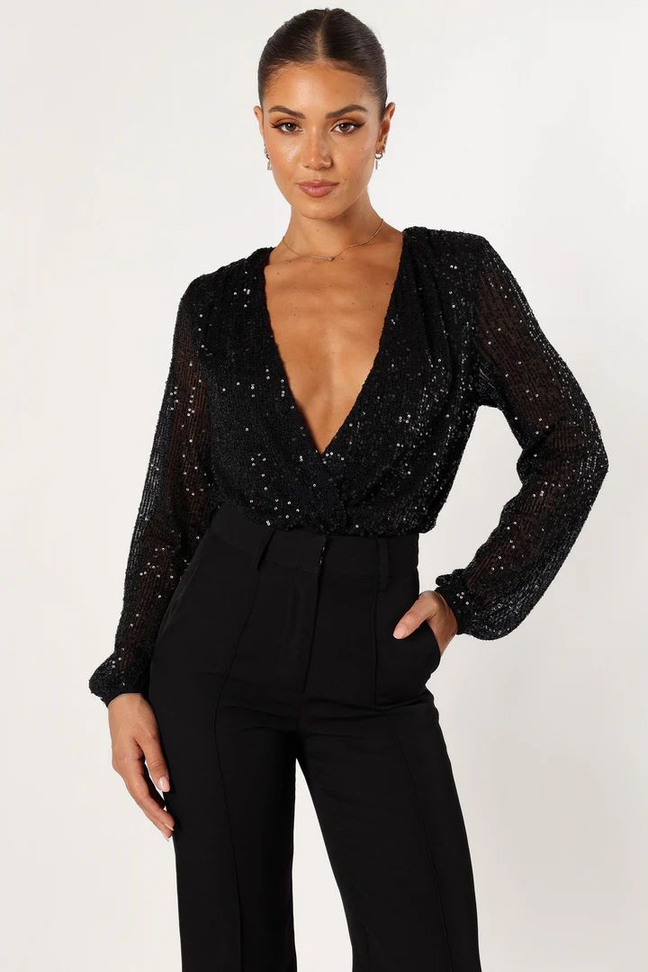 Urvi Sequin Bodysuit - Black | Petal & Pup (US)