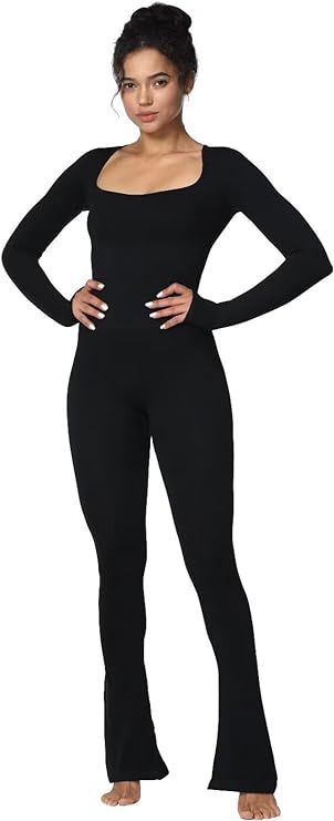 Sunzel Long Sleeve Flare Jumpsuits for Women Seamless Wide Leg One Piece Yoga Workout Casual Body... | Amazon (US)
