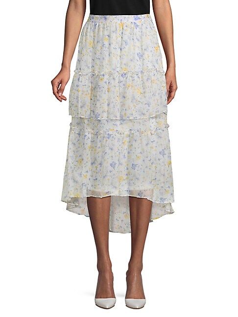 Floral Tiered High-Low Midi Skirt | Saks Fifth Avenue OFF 5TH