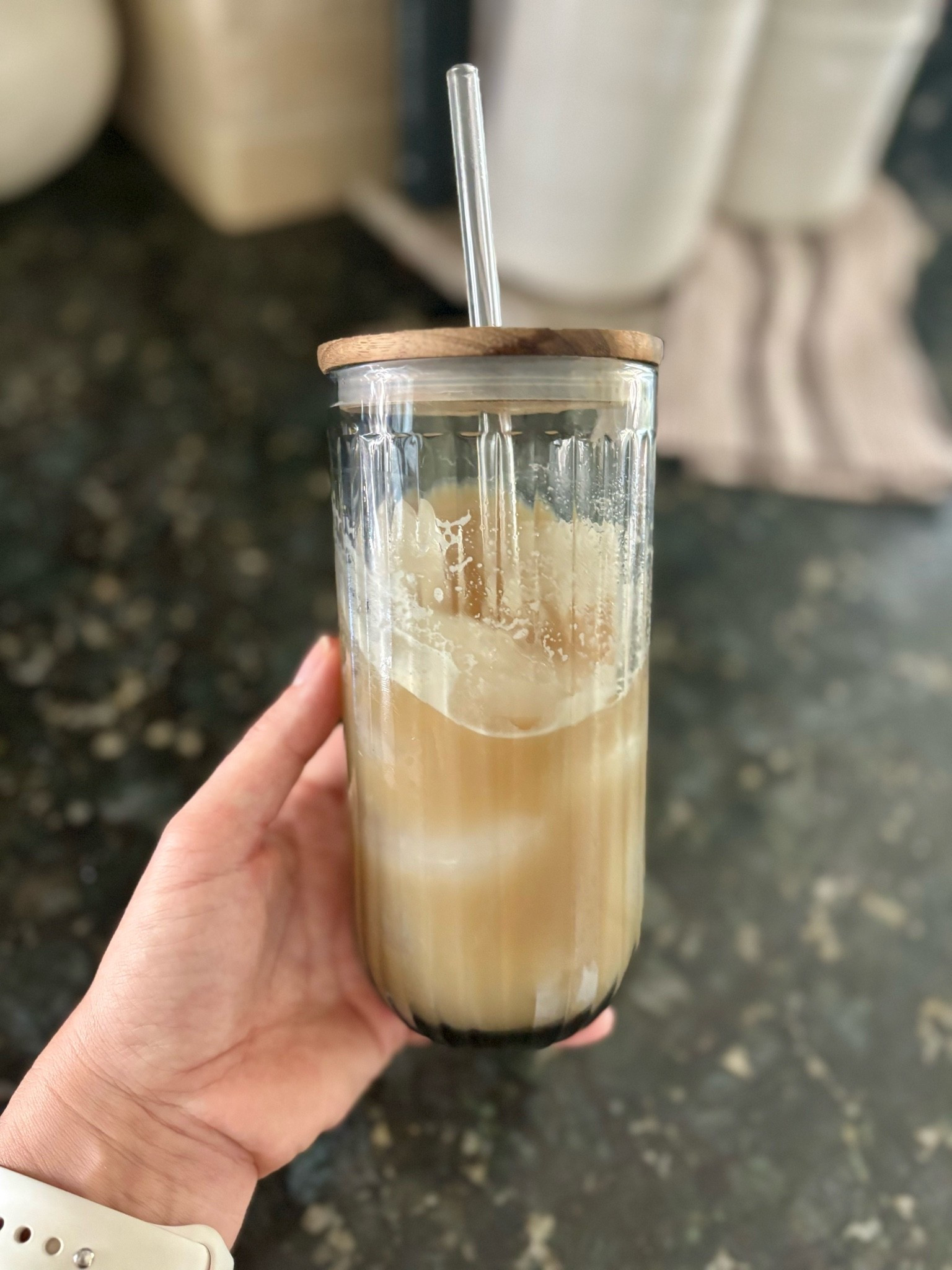 Love this @Walmart glass tumbler + straw!  Perfect for my iced coffee!
