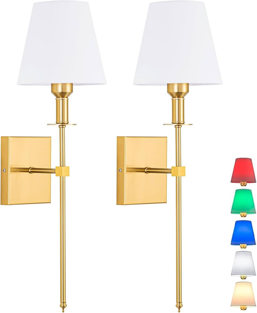Wall Sconces Battery Operated Set of 2,Gold Rechargeable Wireless Wall Lights Fixture,Indoor Batt... | Amazon (US)