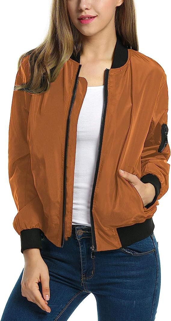 Zeagoo Women Casual Jacket Classic Bomber Jacket Zip Up Lightweight Jacket Coat Windbreaker Outwe... | Amazon (US)