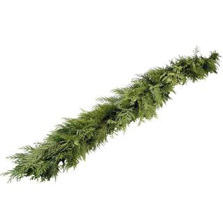 VAN ZYVERDEN 10 ft. Live Fresh Cut Pacific Northwest Cedar Mix Coil Garland-87427 - The Home Depo... | The Home Depot
