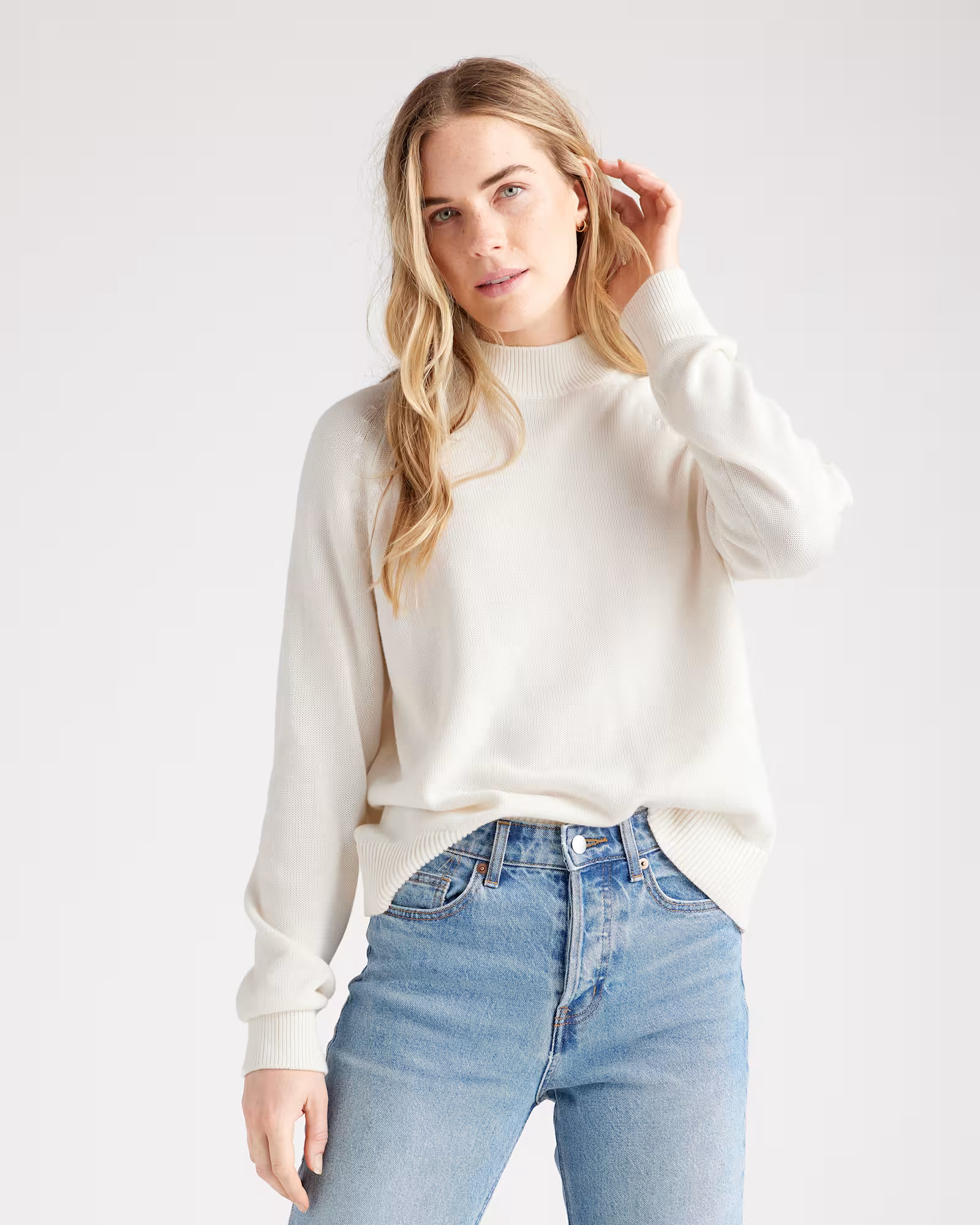 100% Organic Cotton Mock Neck Sweater | Quince