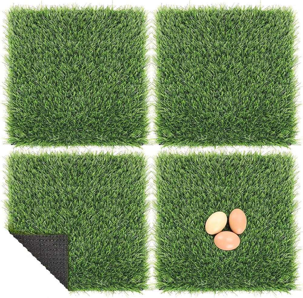 GOLDEN MOON Artificial Grass Turf Patch Tiles, 4 Pcs 12 x 12 Synthetic Grass Square Mats DIY Gras... | Amazon (US)