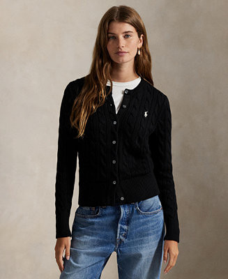 Polo Ralph Lauren Women's Cable-Knit Cotton Crewneck Cardigan Sweater - Macy's | Macy's