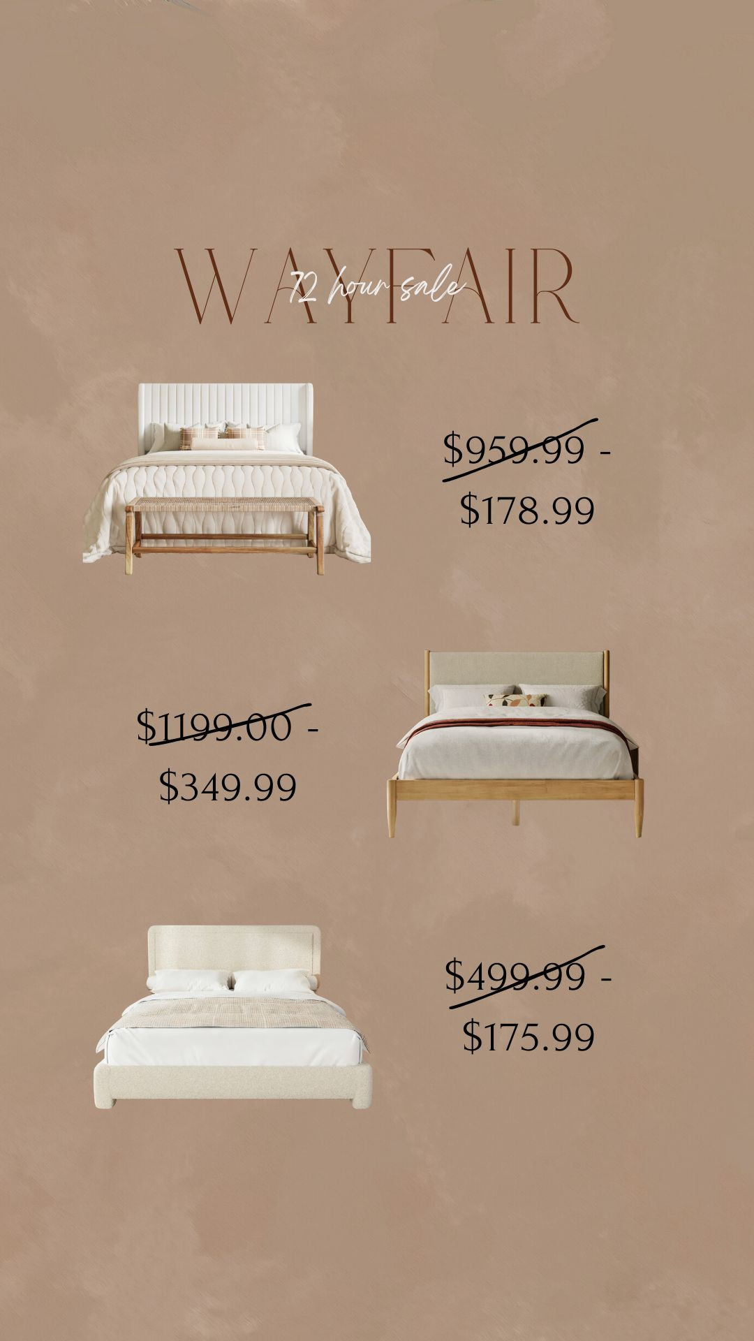 Wayfair 72 hour sale !! save big on these select bed frames !! 

 #LTKHome #LTKSaleAlert