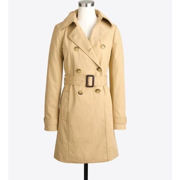 J. CREW tan belted trench coat size 0 | Poshmark