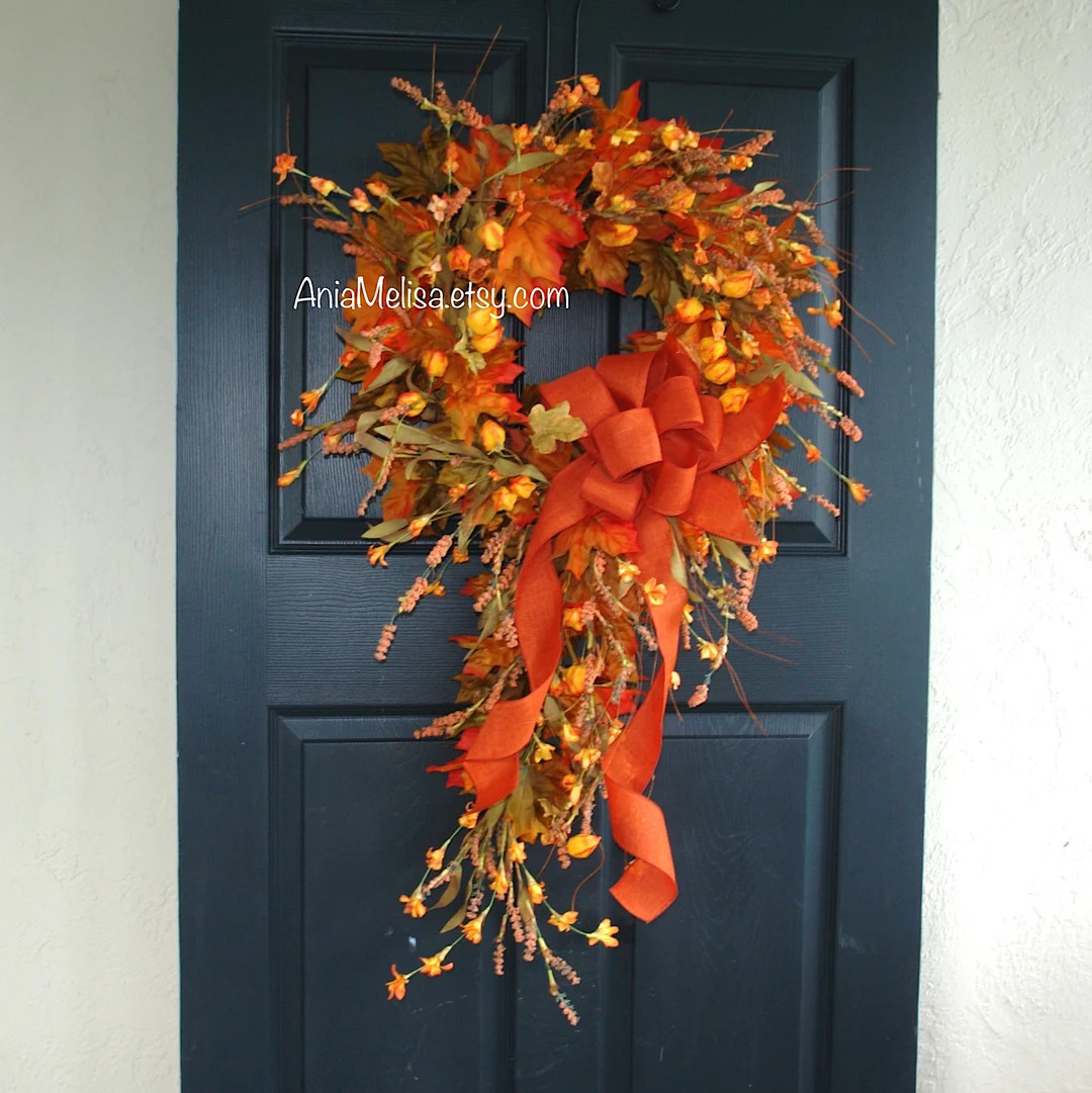 Fall wreath, Fall wreaths for front door, Fall wreaths outdoor wreaths outdoor wreaths swag | Etsy (US)