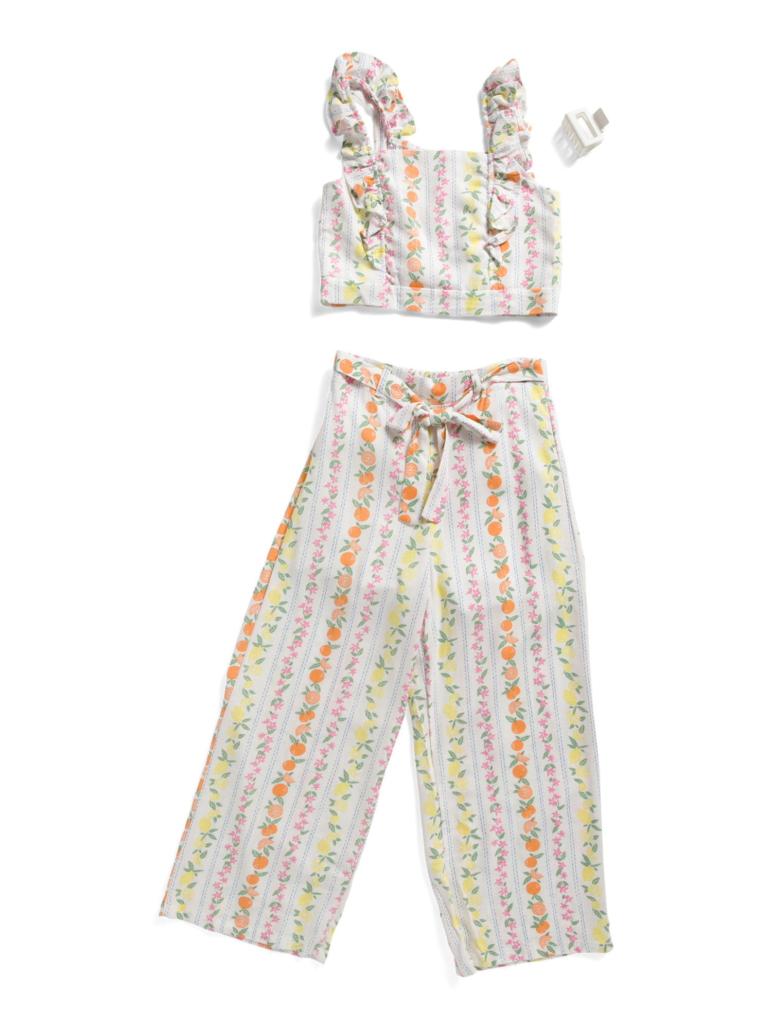 Big Girls Ruffle Strap Top And Pants Set With Claw Clip | Kids' Sets | Marshalls | Marshalls