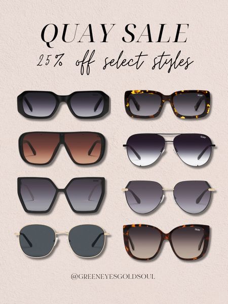 Quay sunglasses sale! 25% off select styles 💛🕶️
Summer, beach, vacation, sunnies

#LTKU #LTKtravel #LTKfindsunder100