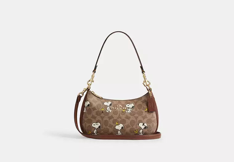 Coach X Peanuts Teri Shoulder Bag In Signature Canvas With Snoopy Print | Coach Outlet US