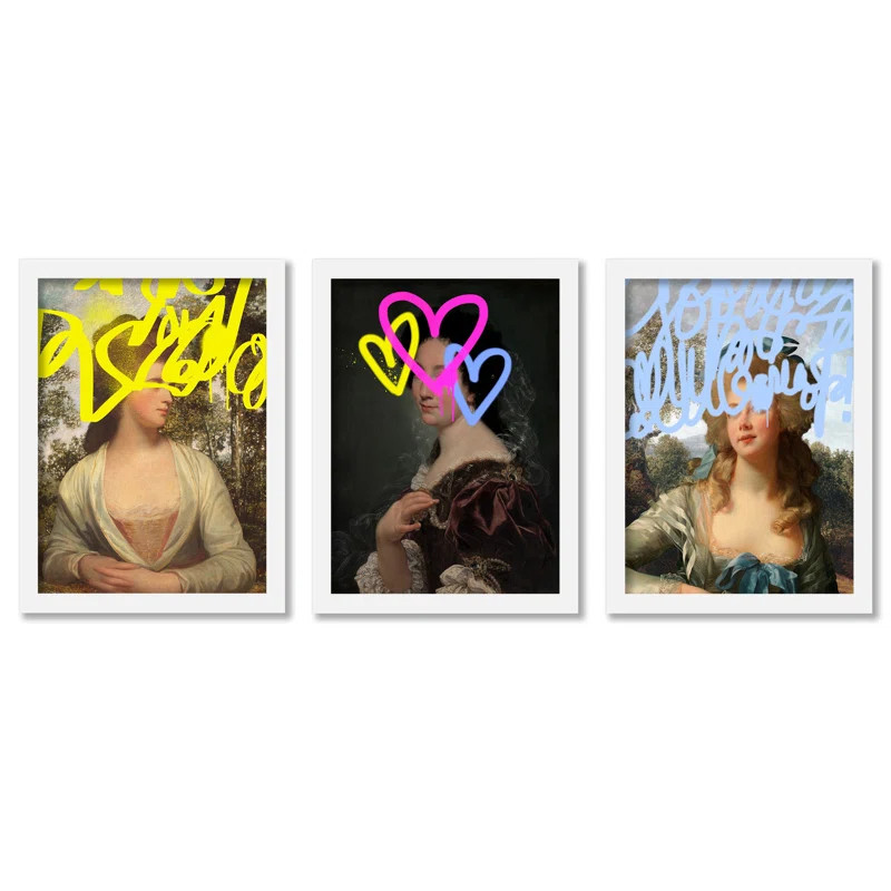 Altered Vintage Portraits Framed On Wood 3 Pieces by Victoria Barnes Print | Wayfair North America