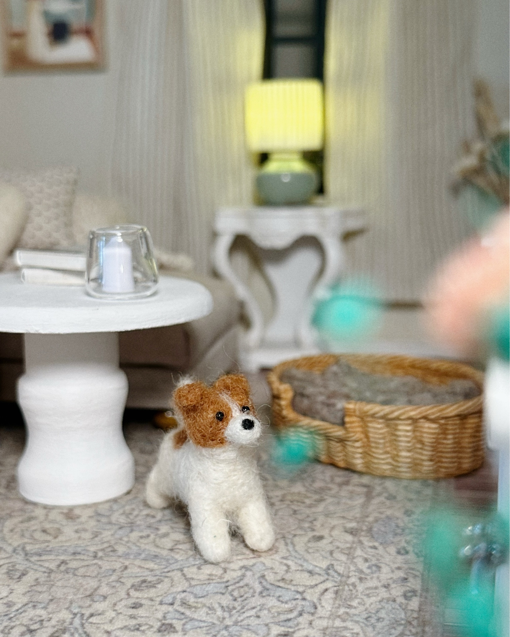 The cutest first resident of the dollhouse has arrived from Finland! 🐶