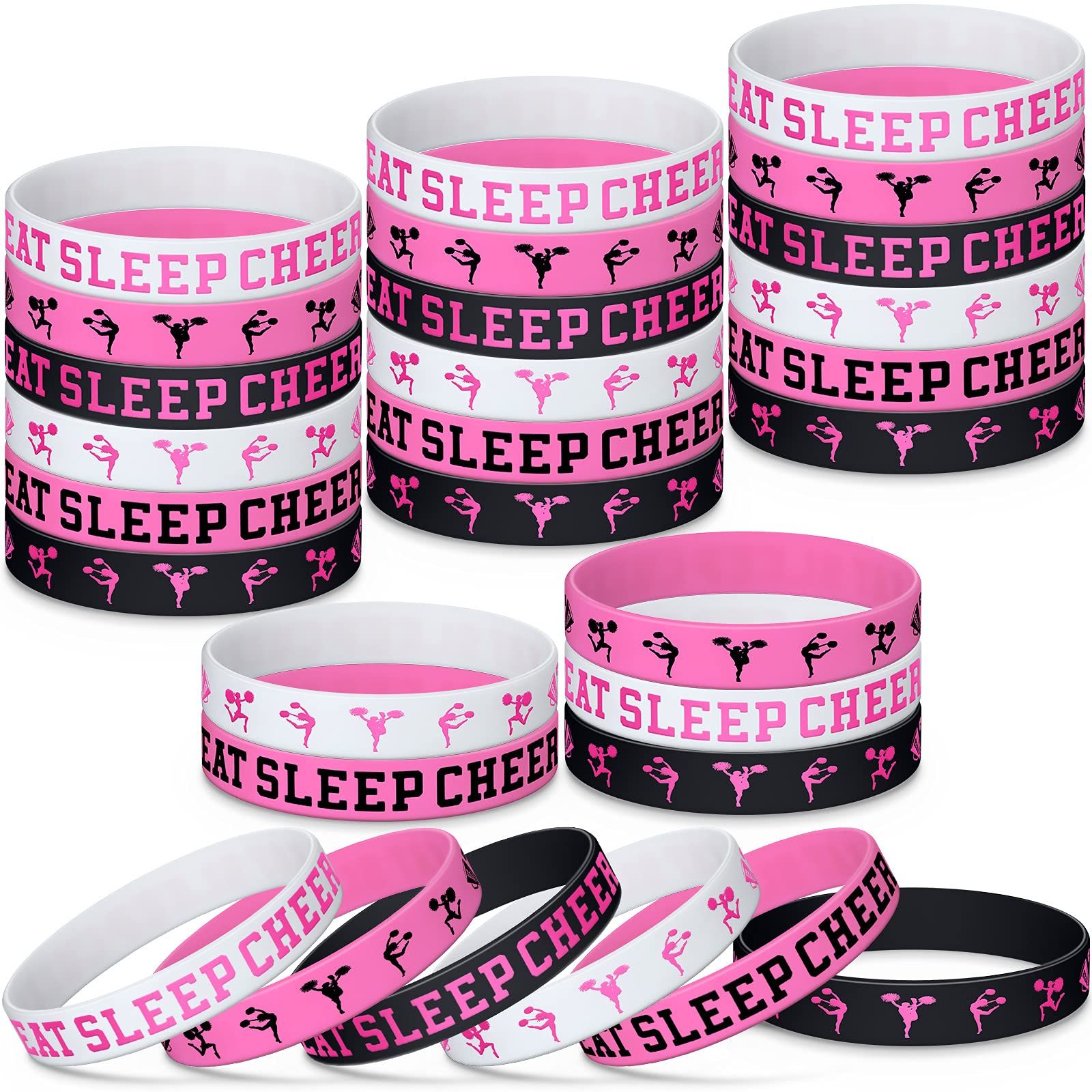 30 Pieces Cheerleading Ballet Themed Party Rubber Bracelets Inspirational Silicone Wristband Stre... | Amazon (US)