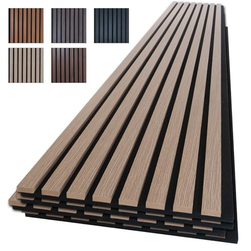 NeatiEase Wood Slat Wall Panels, 4-Piece 96" x 12.6", Soundproof Acoustic Wall Panels for Interior Decor, Noise Cancelling (Rustic Oak) | Amazon (US)