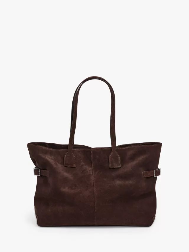 Flattered Lesley Suede Tote Bag, Chocolate | John Lewis (UK)