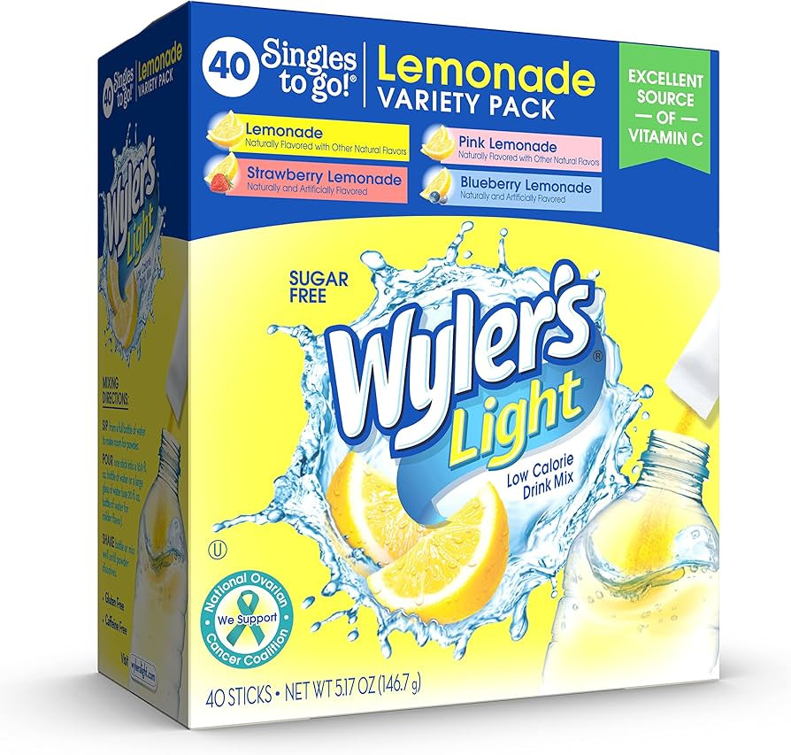 Wyler's Light Singles to Go Powder Packets, Water Drink Mix, Variety Pack, Pink, Strawberry & Blu... | Amazon (US)