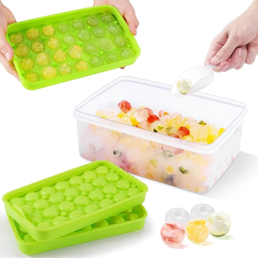 Ice Cube Tray, Silicone Apple Ice Ball Trays Maker, Green Small Round Ice Mold for Cocktails, Jui... | Amazon (US)