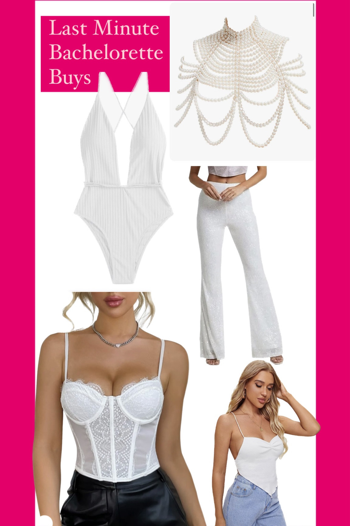 The realization that my bachelorette party is less than a week away meant I needed to plan some white outfits fast! Here are the items that I’ll be using to create some of my bachelorette looks 

#LTKwedding #LTKtravel #LTKswim