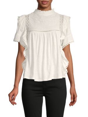 Ruffled Lace-Trimmed Cotton Top | Saks Fifth Avenue OFF 5TH (Pmt risk)