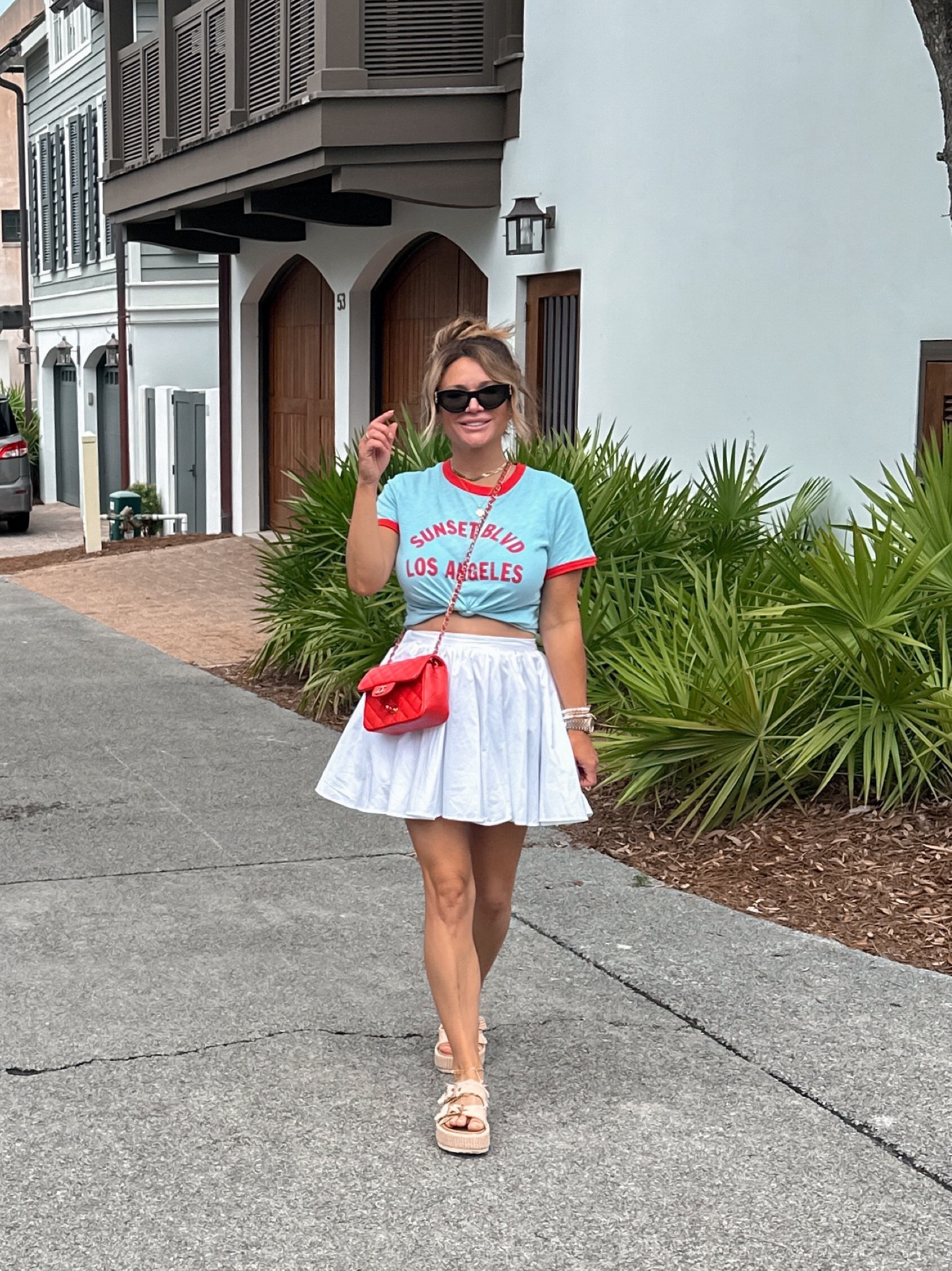 Wearing XS in skirt (runs a bit oversized), tee is from Zara

30A, brunch outfit, white skirt, raffia sandals, platform sandals, Chanel flap bag, red Chanel, casual outfit, vacation outfitt

#LTKstyletip #LTKtravel #LTKitbag