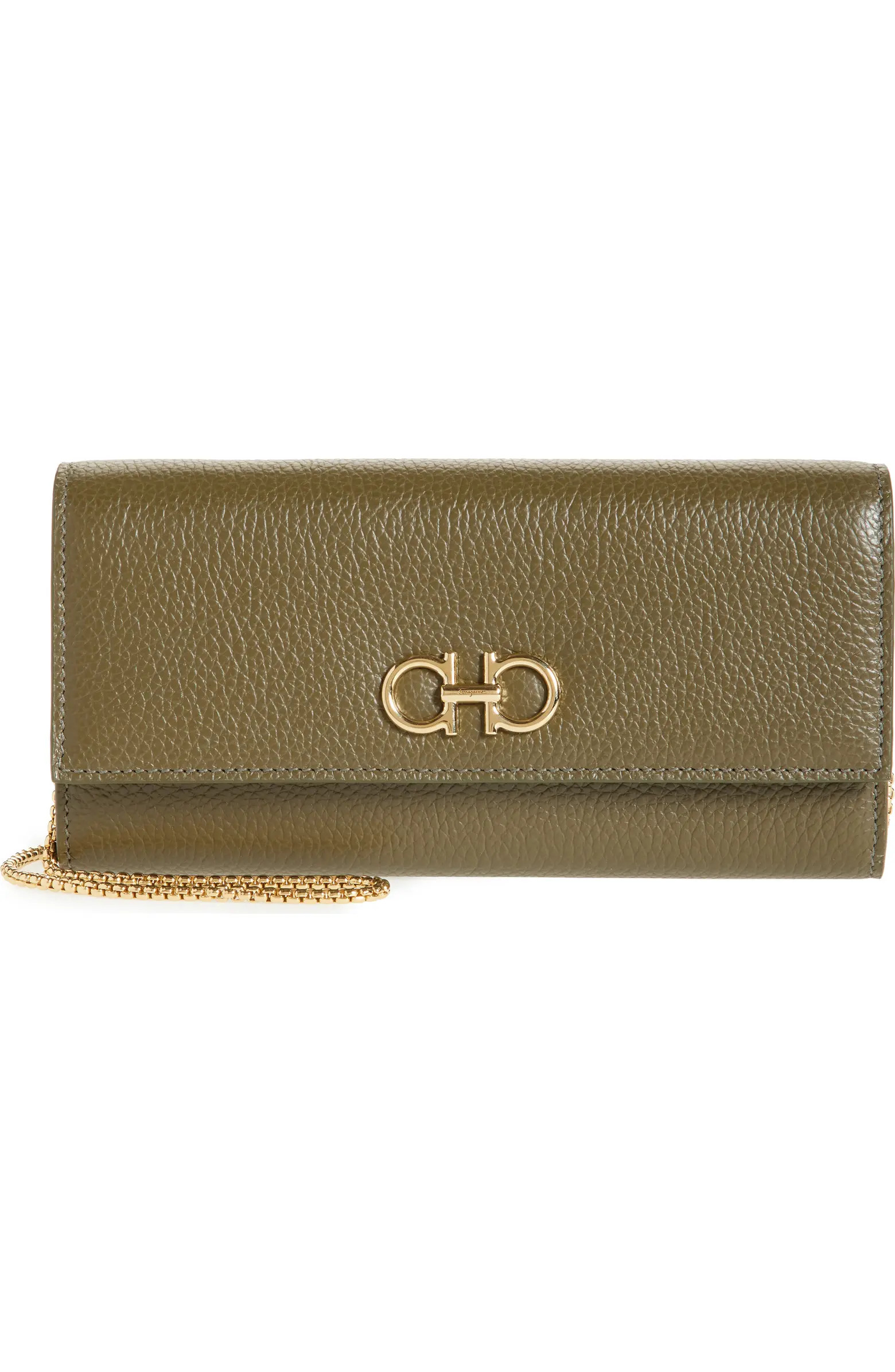FERRAGAMO Double Gancio Leather Wallet on Chain | Nordstrom | Nordstrom