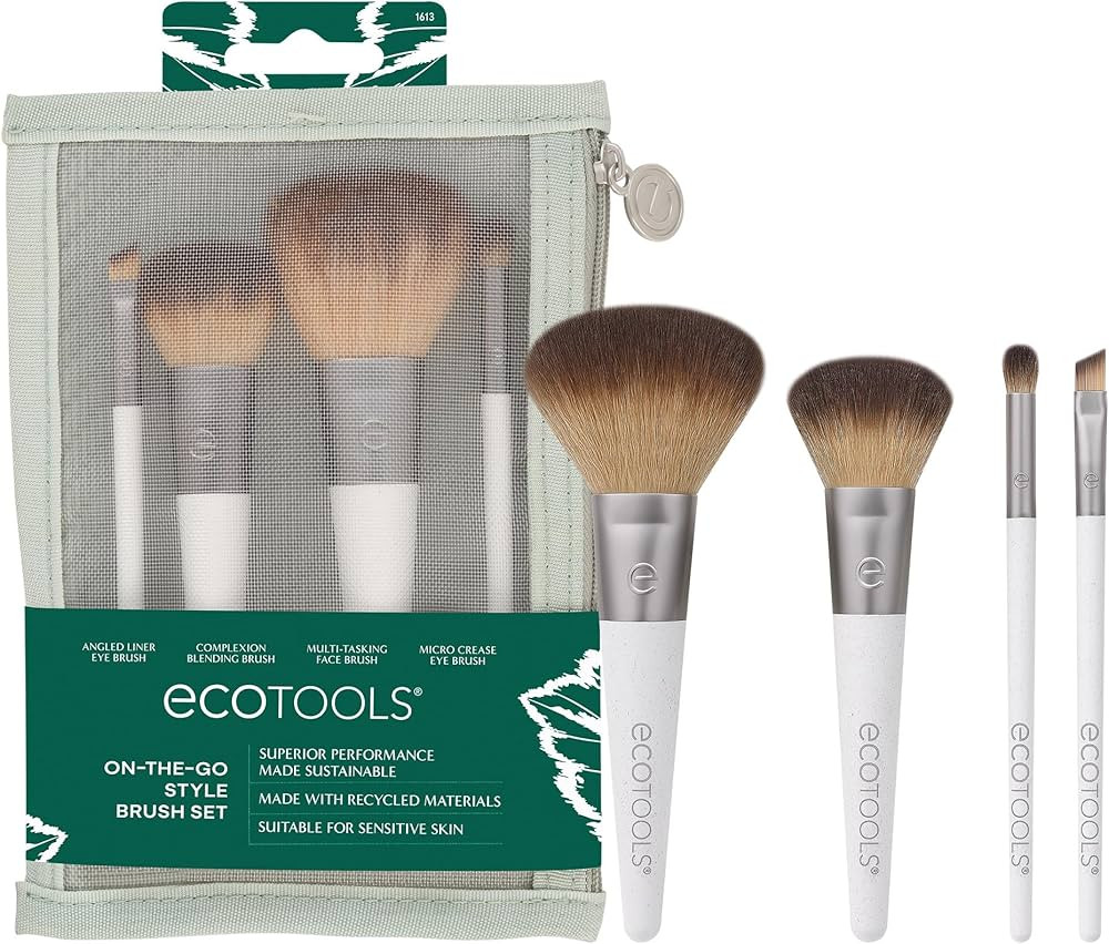 EcoTools On-The-Go Makeup Brush Kit, Travel-Friendly Brush Set, Mini-Size Makeup Tools for Powder... | Amazon (US)
