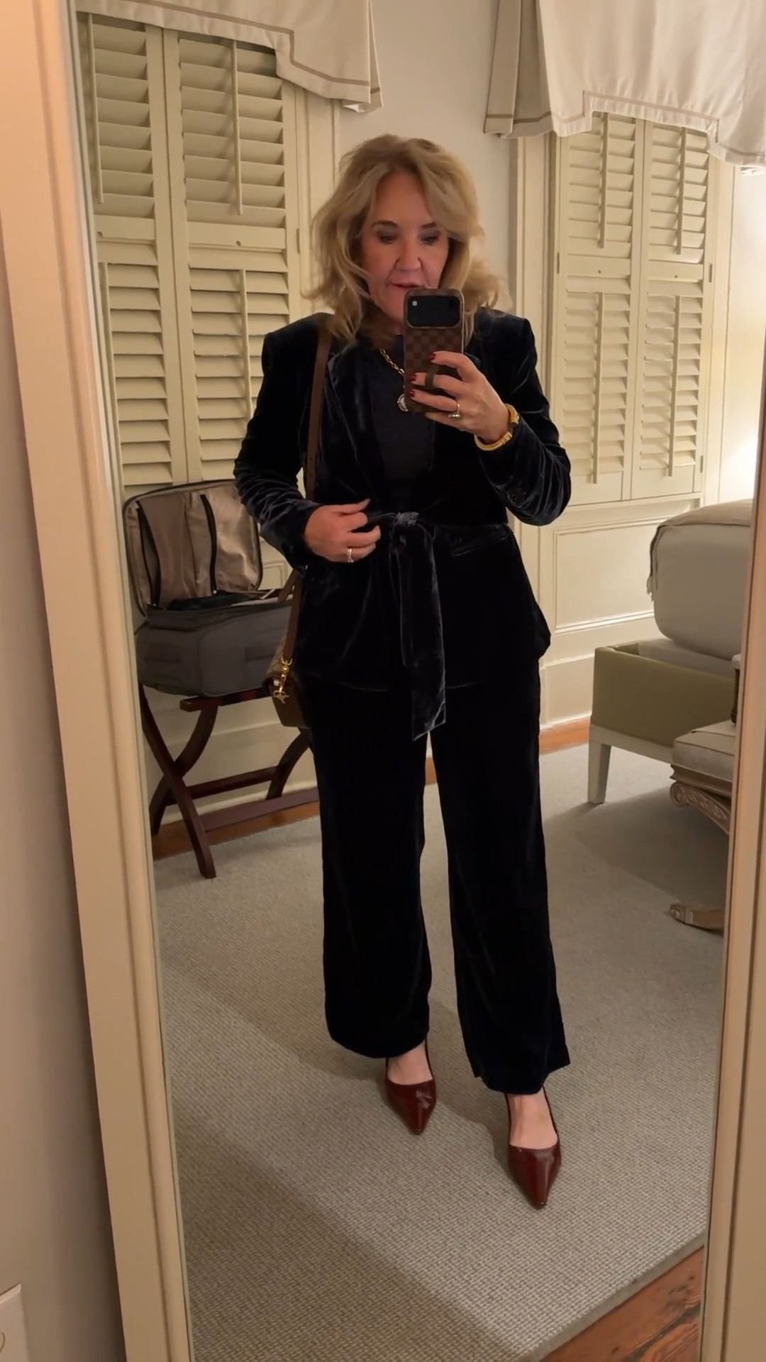 Dinner outfit. Blue velvet. Wearing a medium petite. 

NYE New Year’s Eve holiday look wedding guest winter date night 

#LTKHoliday #LTKootd #LTKOver40