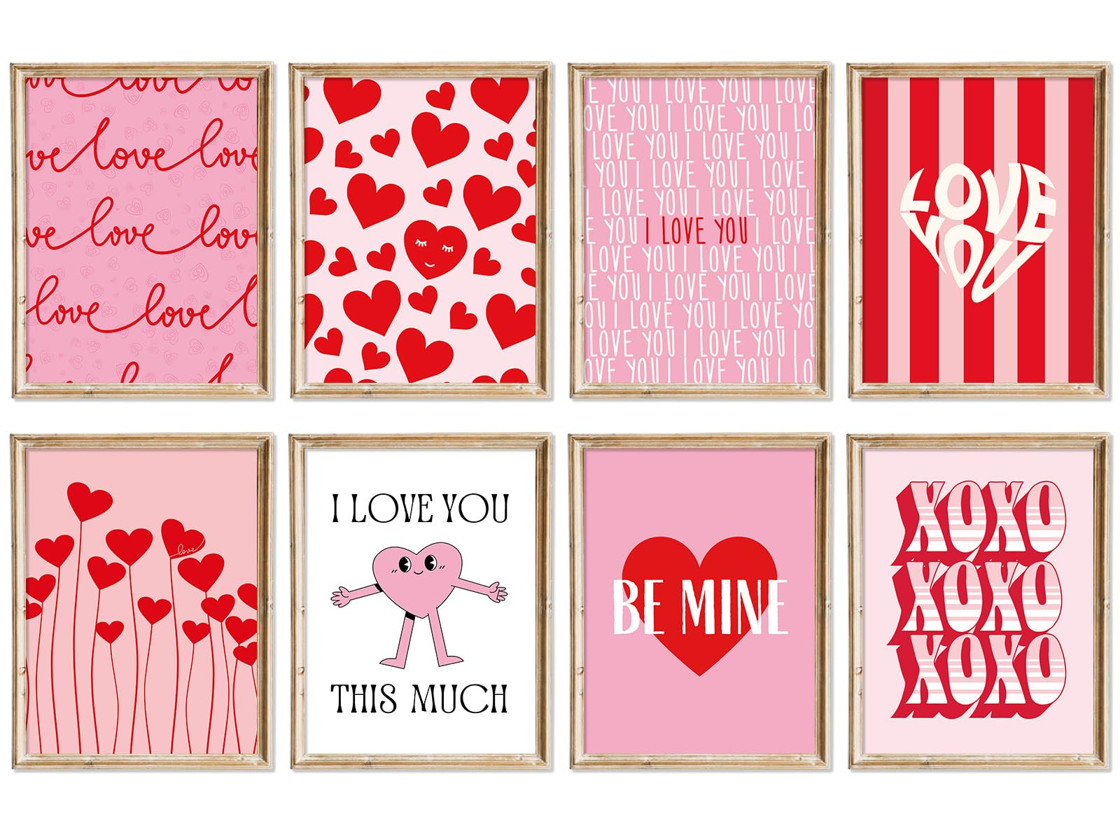 AnyDesign 8 Sheet Valentine's Day Wall Art Prints Red Pink Love Heart Posters Decorative Sweet Ar... | Amazon (US)
