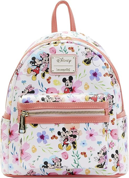 Loungefly Disney Mickey Minnie Mouse Mini Backpack Handbag AOP Floral | Amazon (US)