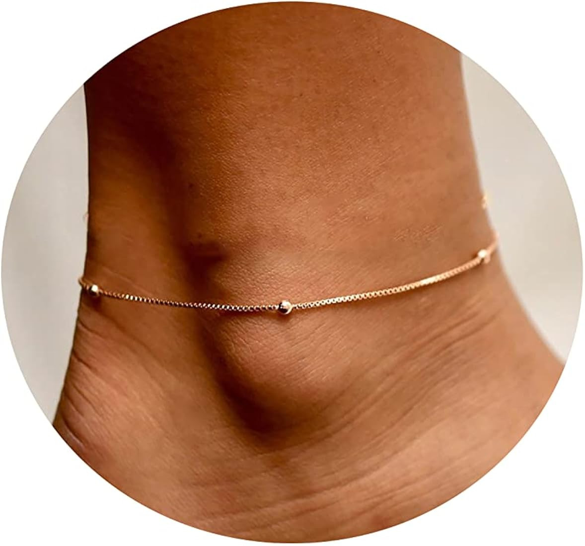 Tasiso 14K Gold Plated Layered Satellite Beads Heart Anklets Layering Rhinestone Cubic Zirconia A... | Amazon (US)