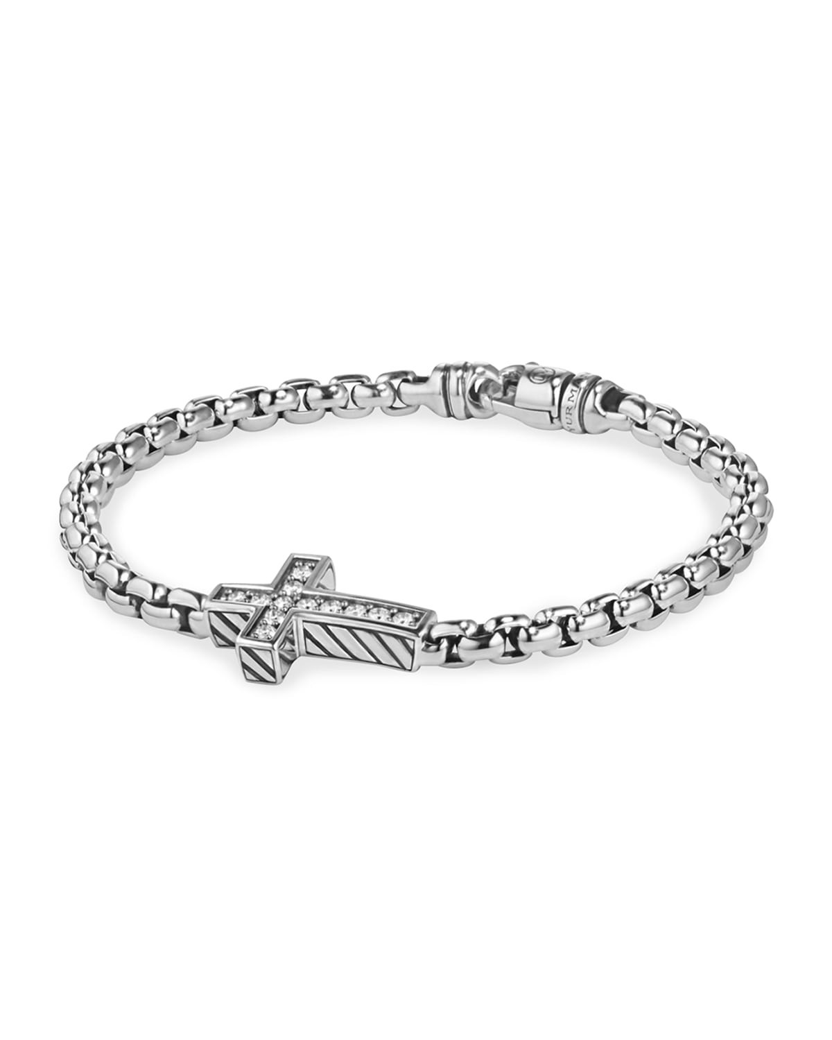 Men's Silver Diamond Cross Station Bracelet | Neiman Marcus