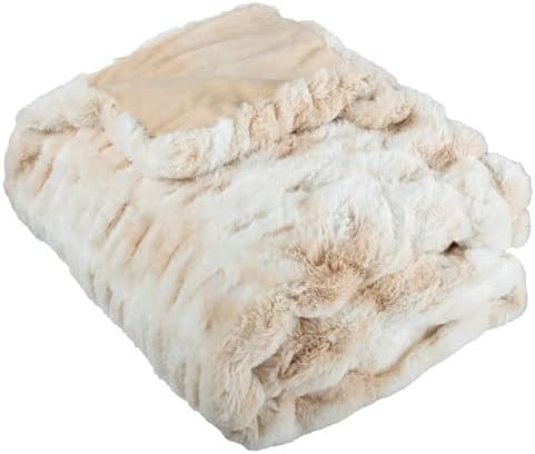 Lavish Home Oversized Ruched Faux Fur Blanket - 60x80-Inch Jacquard Faux Fur Queen-Size Throw for... | Amazon (US)