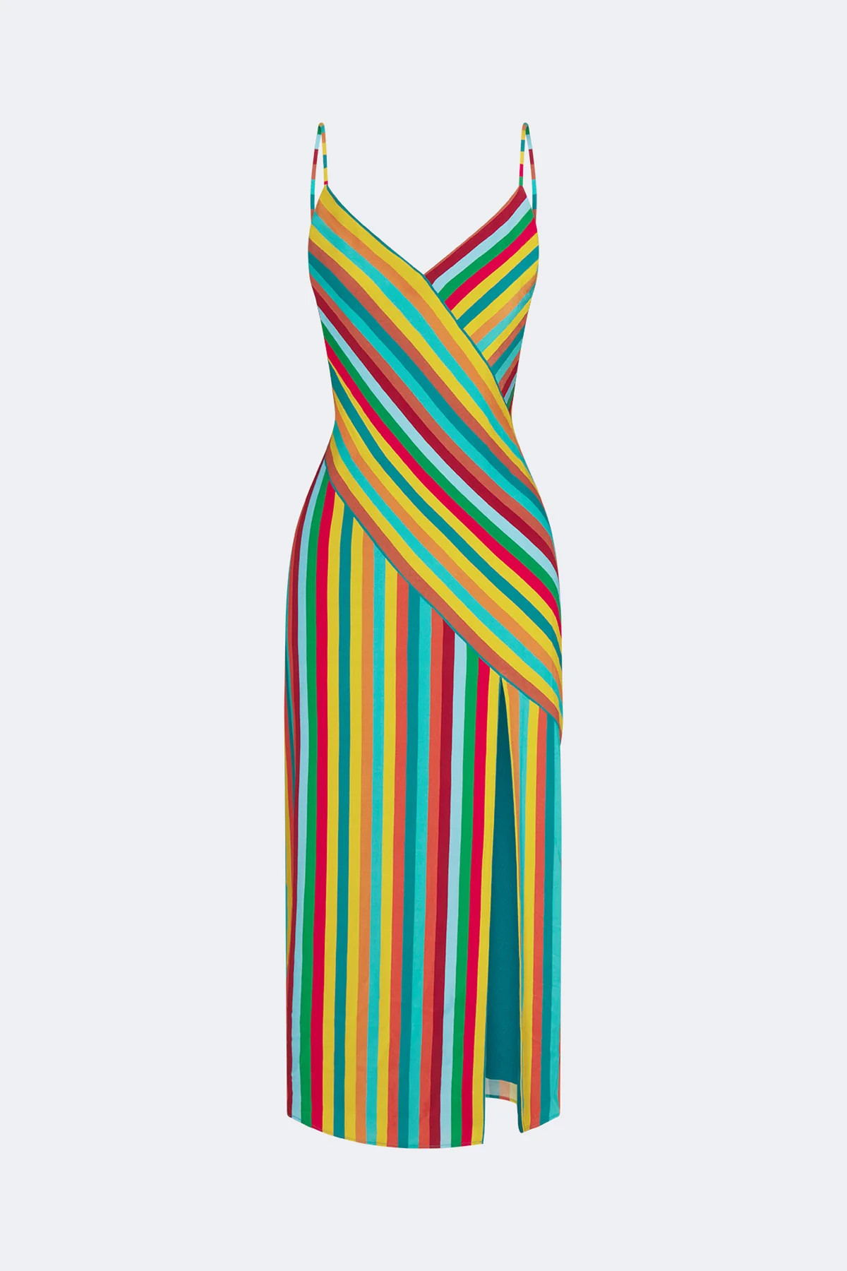 Maude Crepe Dress In Vibrant Multi Stripe | Simon Miller