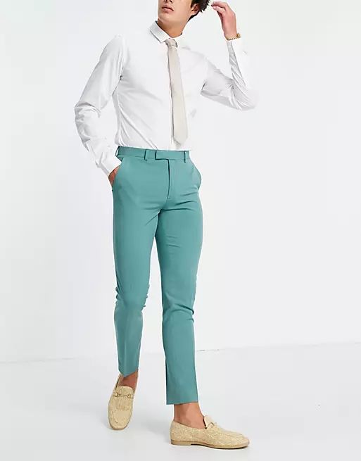 ASOS DESIGN super skinny suit trousers in sage green | ASOS (Global)