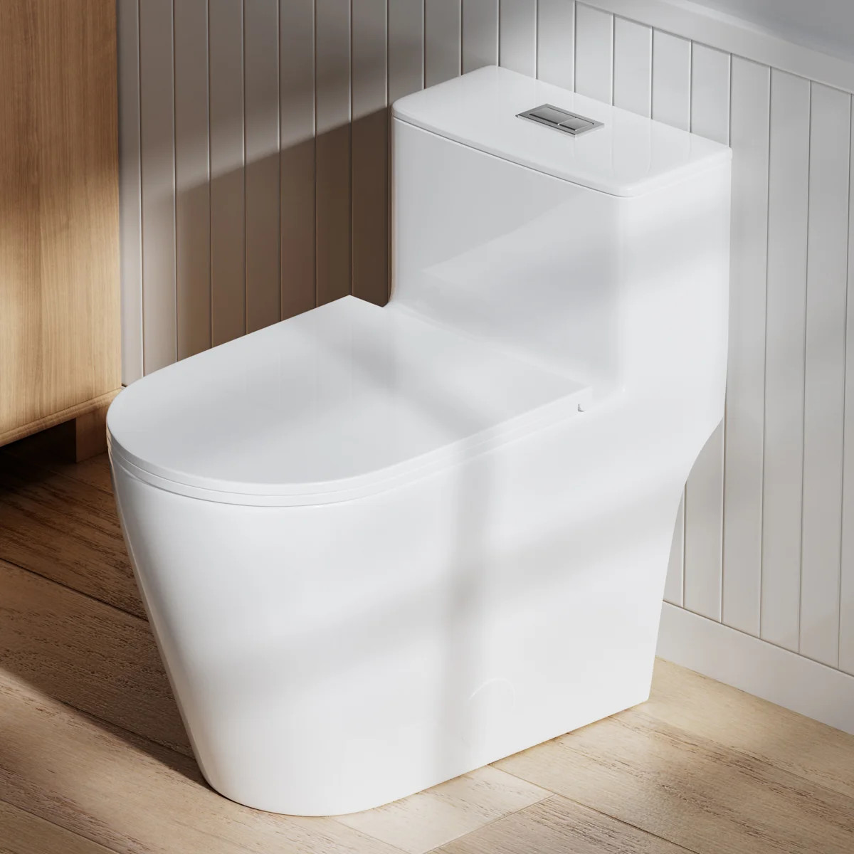 Modern 17" Comfort Chair Height Toilet Powerful Dual Flush Elongated One-Piece Bathroom Toilet Bo... | Wayfair North America