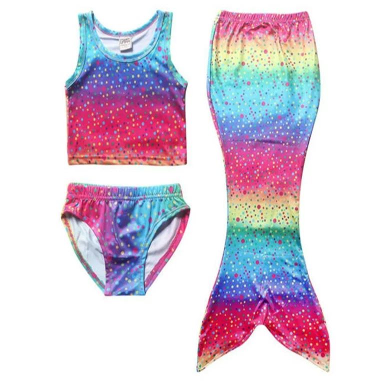 4-8Y Kids Girls Mermaid Tail Swimmable Bikini Set Swimwear Swimsuit Swimming Costumes | Walmart (US)